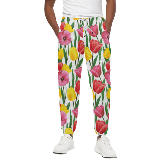 Colorful Tulip Pattern Print Cotton Pants