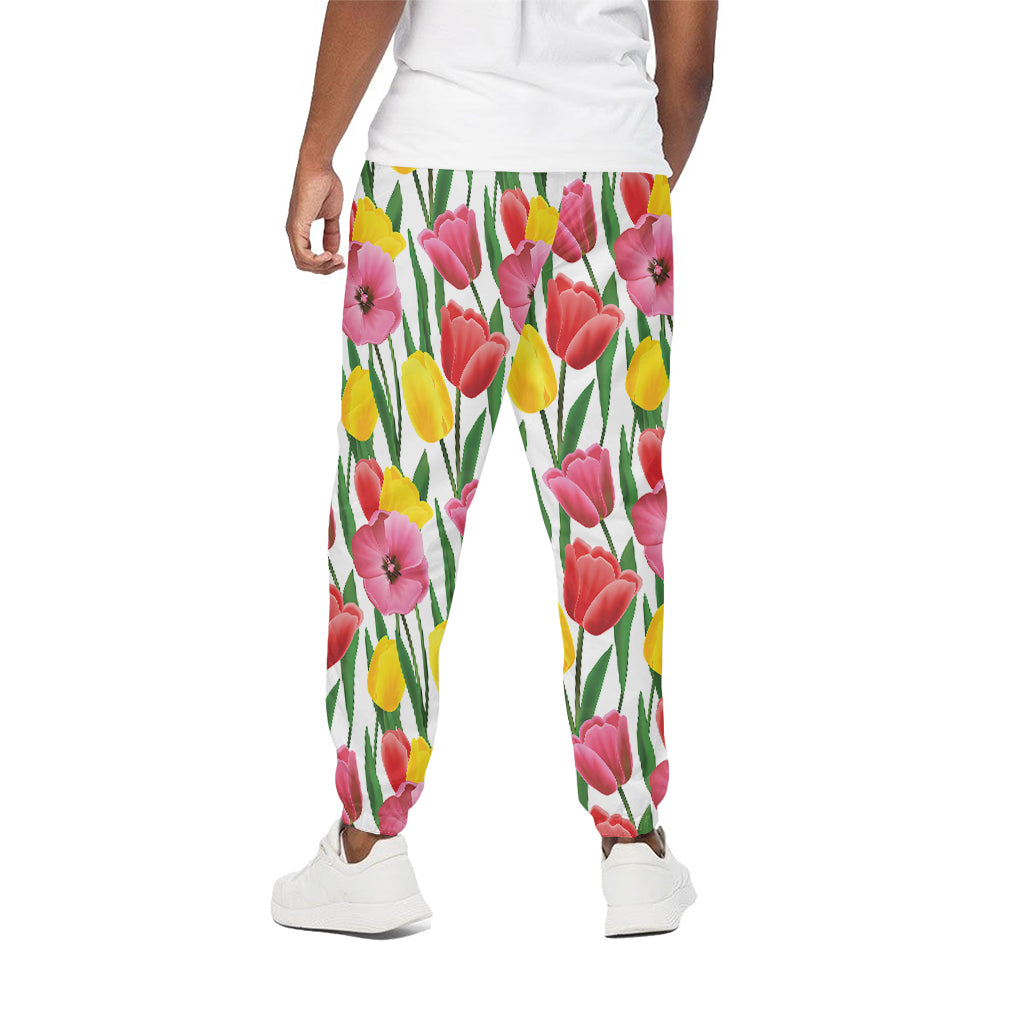 Colorful Tulip Pattern Print Cotton Pants
