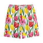 Colorful Tulip Pattern Print Cotton Shorts