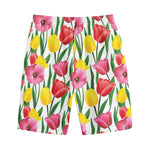Colorful Tulip Pattern Print Cotton Shorts