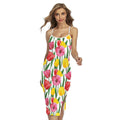 Colorful Tulip Pattern Print Cross Back Cami Dress