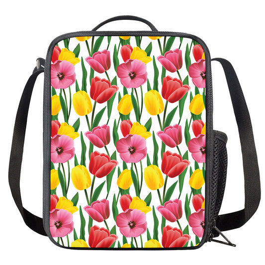 Colorful Tulip Pattern Print Crossbody Lunch Bag