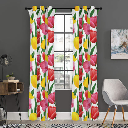 Colorful Tulip Pattern Print Curtain