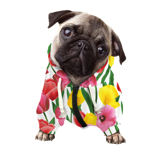 Colorful Tulip Pattern Print Dog Zip Up Hoodie