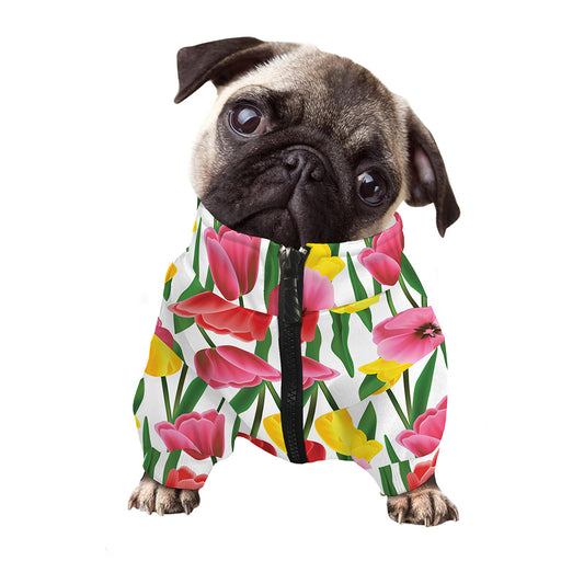 Colorful Tulip Pattern Print Dog Zip Up Jacket