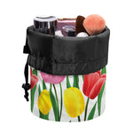 Colorful Tulip Pattern Print Drawstring Makeup Bag