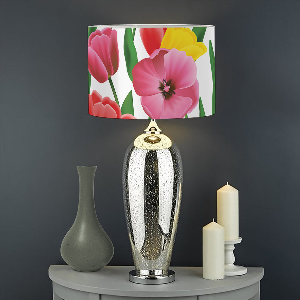 Colorful Tulip Pattern Print Drum Lamp Shade