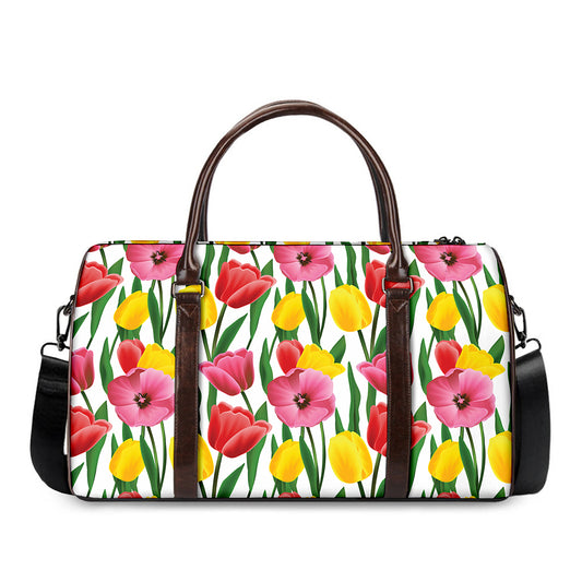 Colorful Tulip Pattern Print Duffle Bag