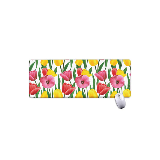 Colorful Tulip Pattern Print Extended Mouse Pad