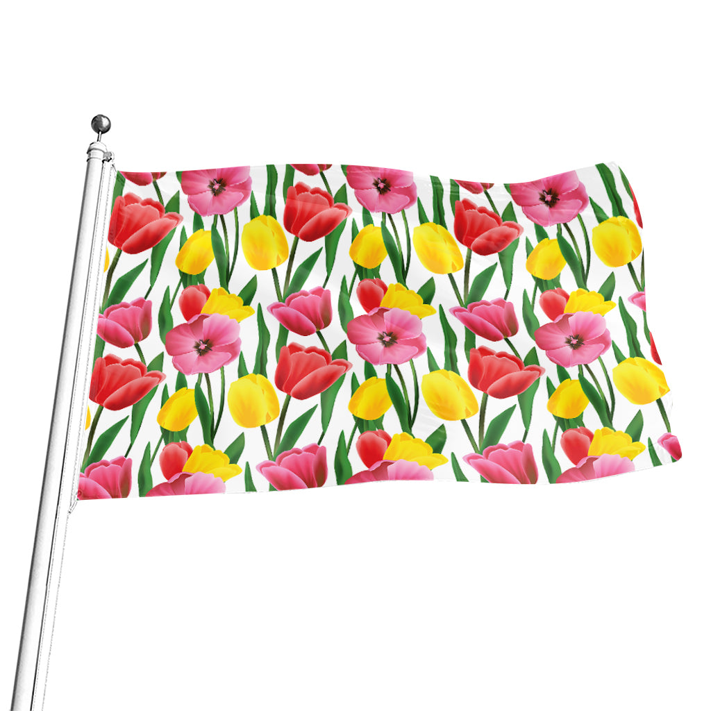 Colorful Tulip Pattern Print Flag