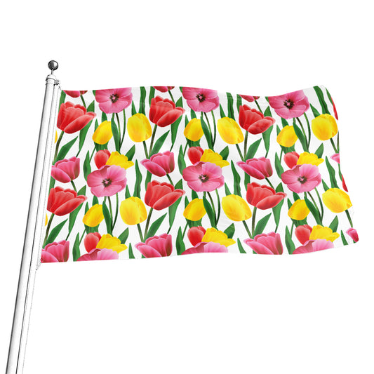 Colorful Tulip Pattern Print Flag