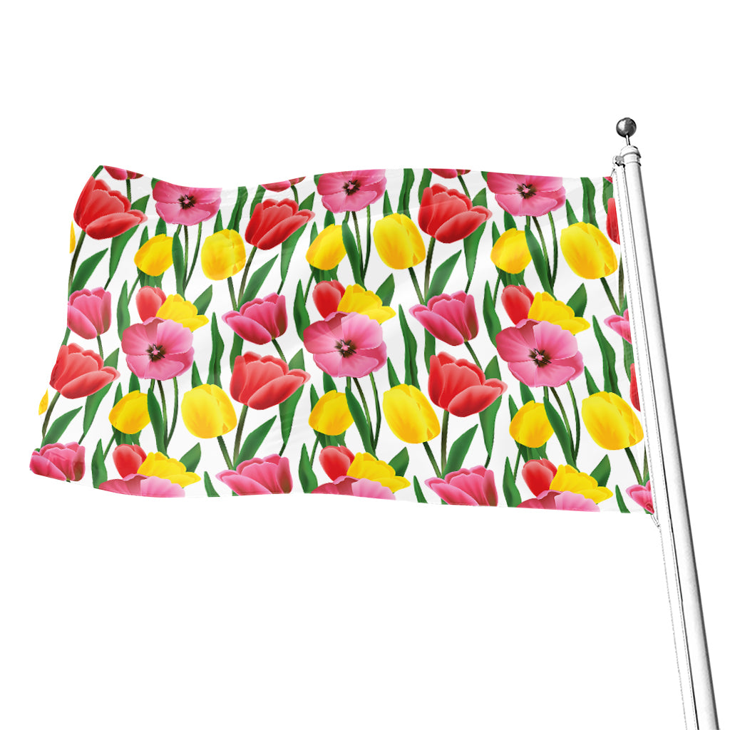 Colorful Tulip Pattern Print Flag