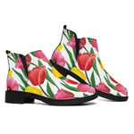 Colorful Tulip Pattern Print Flat Ankle Boots