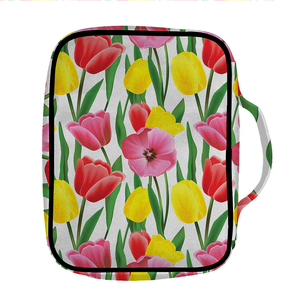 Colorful Tulip Pattern Print Front Pocket Bible Bag