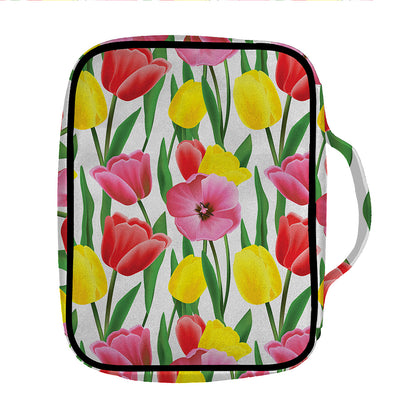 Colorful Tulip Pattern Print Front Pocket Bible Bag