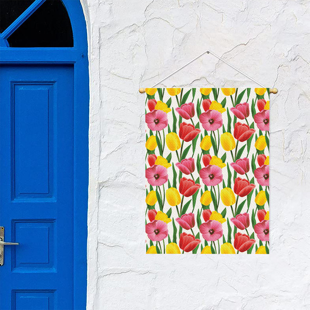 Colorful Tulip Pattern Print Garden Flag