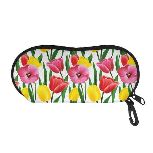 Colorful Tulip Pattern Print Glasses Case