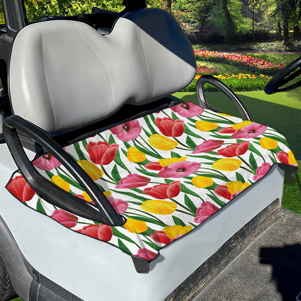 Colorful Tulip Pattern Print Golf Cart Seat Cover