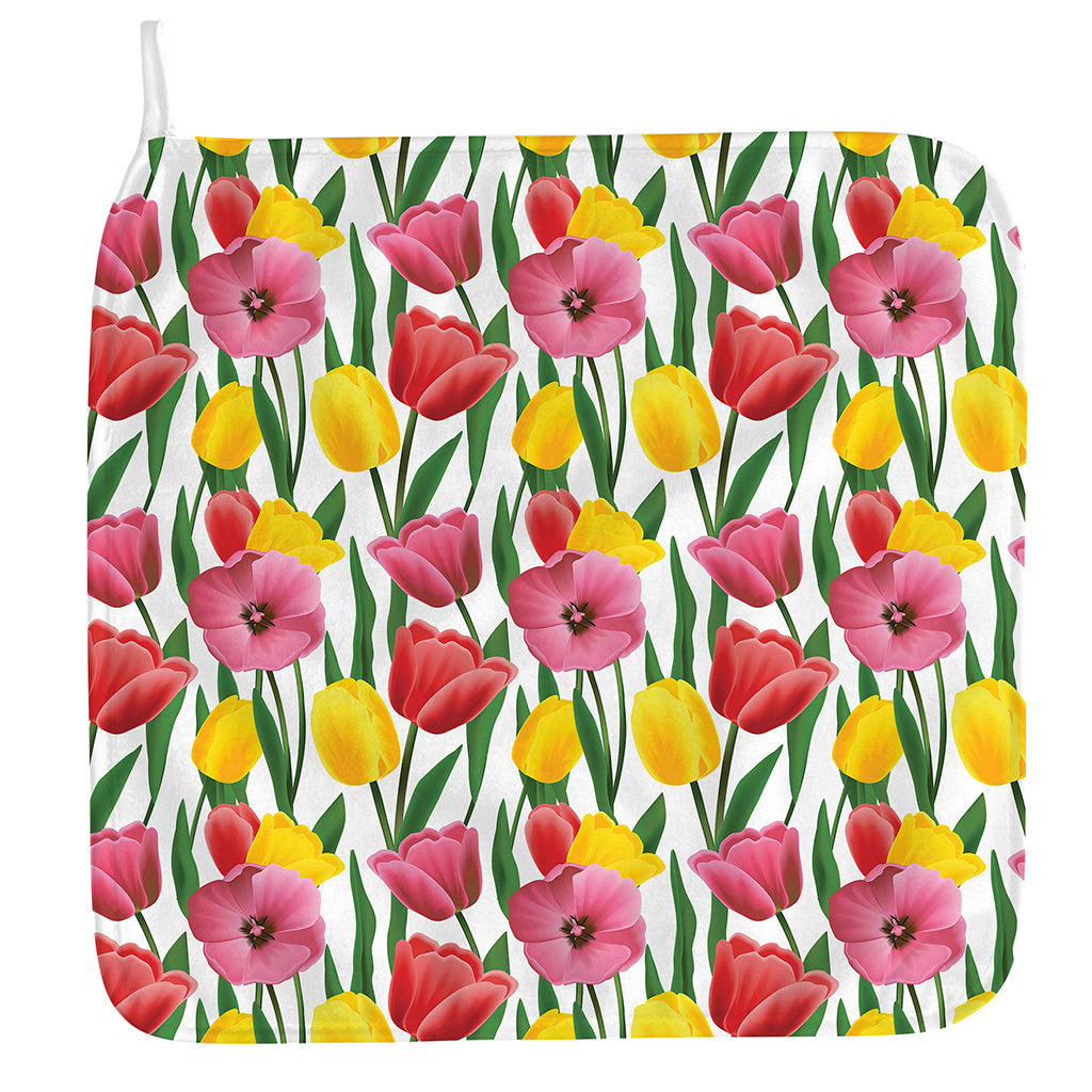 Colorful Tulip Pattern Print Hand Towel