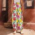 Colorful Tulip Pattern Print Harem Pants
