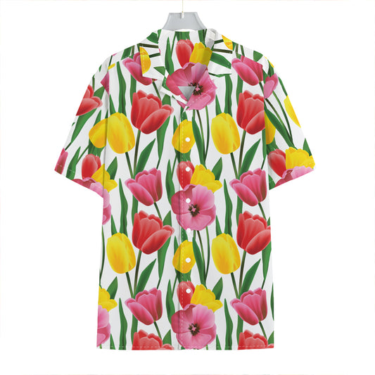 Colorful Tulip Pattern Print Hawaiian Shirt