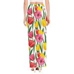 Colorful Tulip Pattern Print High Slit Maxi Skirt