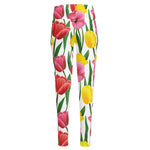 Colorful Tulip Pattern Print High-Waisted Pocket Leggings