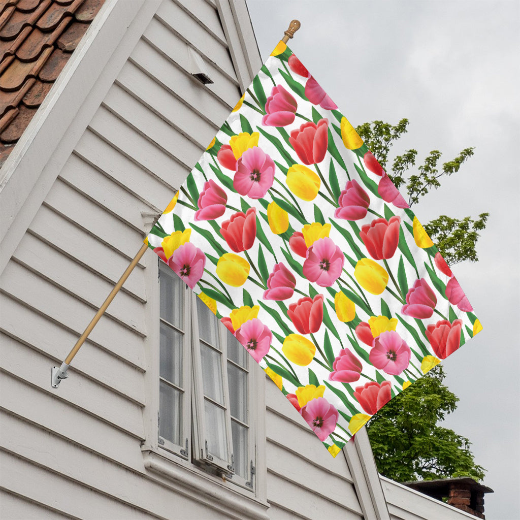 Colorful Tulip Pattern Print House Flag
