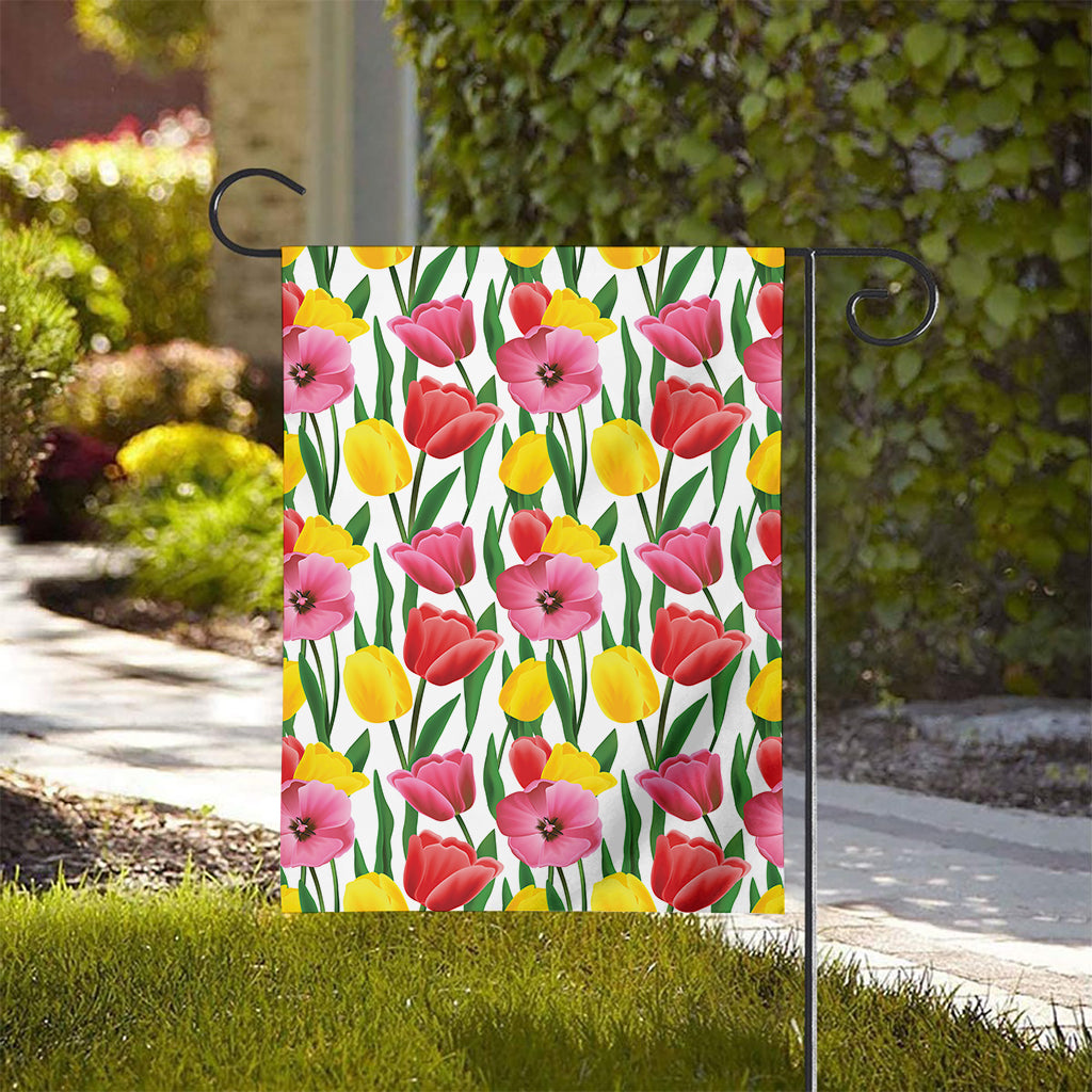 Colorful Tulip Pattern Print House Flag