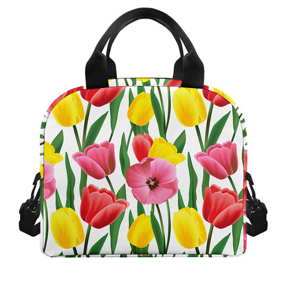 Colorful Tulip Pattern Print Insulated Lunch Bag
