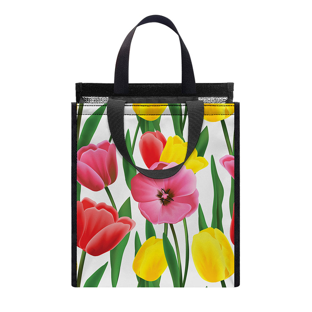 Colorful Tulip Pattern Print Insulated Lunch Tote