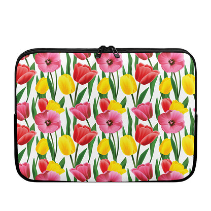 Colorful Tulip Pattern Print Laptop Sleeve