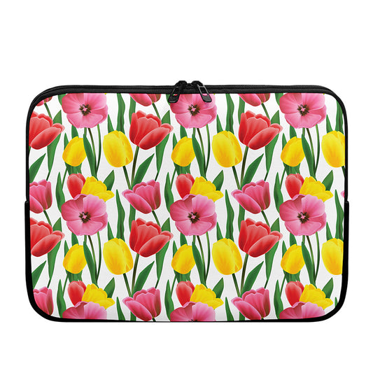 Colorful Tulip Pattern Print Laptop Sleeve