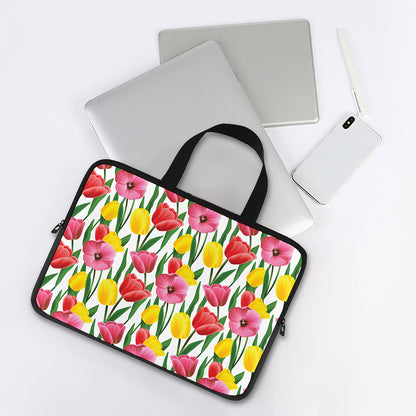 Colorful Tulip Pattern Print Laptop Sleeve With Handle