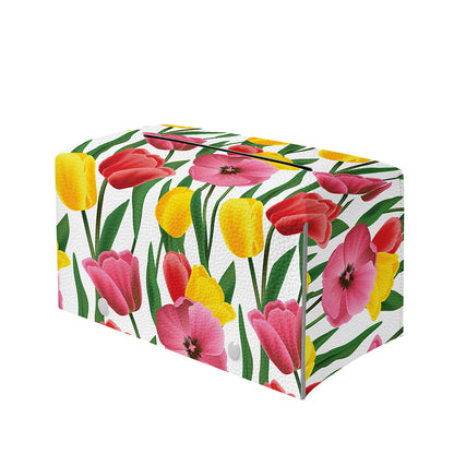 Colorful Tulip Pattern Print Leather Tissue Box Cover