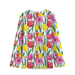 Colorful Tulip Pattern Print Long Sleeve Short Coat