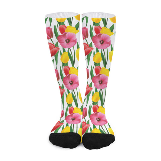 Colorful Tulip Pattern Print Long Socks