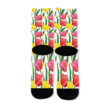 Colorful Tulip Pattern Print Long Socks