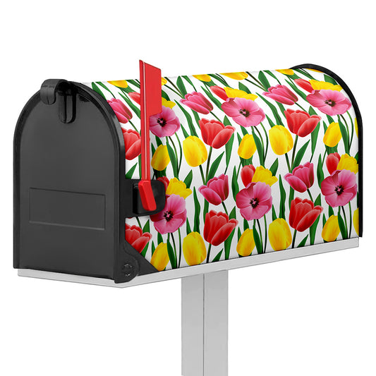 Colorful Tulip Pattern Print Mailbox Cover