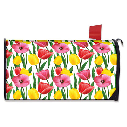 Colorful Tulip Pattern Print Mailbox Cover