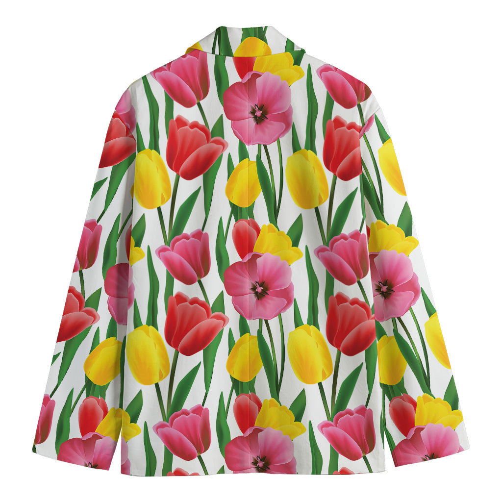 Colorful Tulip Pattern Print Men's Blazer