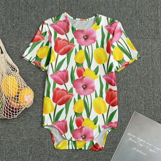 Colorful Tulip Pattern Print Men's Bodysuit