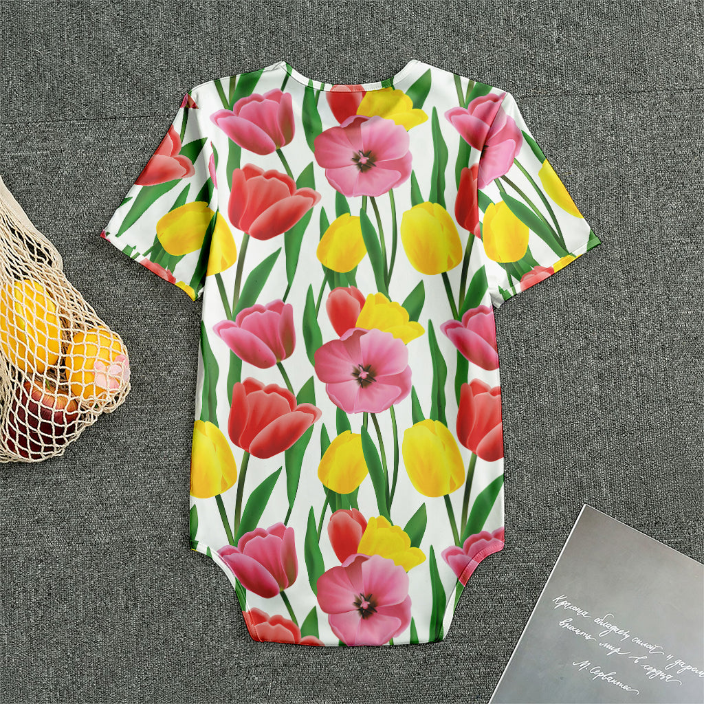 Colorful Tulip Pattern Print Men's Bodysuit