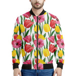 Colorful Tulip Pattern Print Men's Bomber Jacket