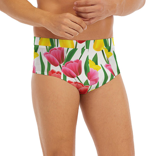 Colorful Tulip Pattern Print Men's Briefs