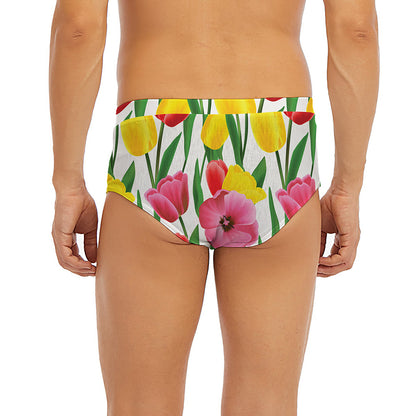 Colorful Tulip Pattern Print Men's Briefs