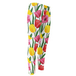 Colorful Tulip Pattern Print Men's Compression Pants