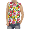 Colorful Tulip Pattern Print Men's Fitness Tank Top