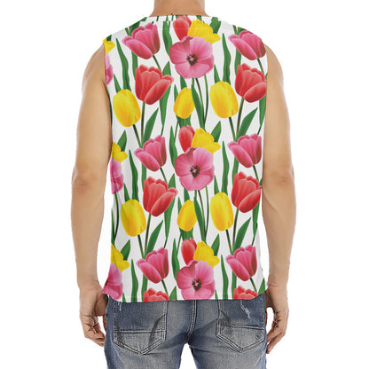 Colorful Tulip Pattern Print Men's Fitness Tank Top