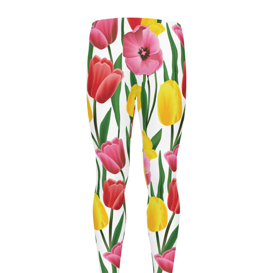 Colorful Tulip Pattern Print Men's leggings
